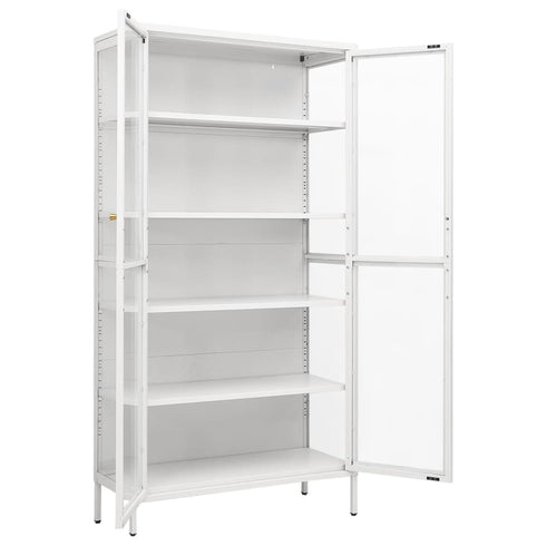 Lady Jillian -  Display Cabinet White 90x40x180 cm Steel and Tempered Glass